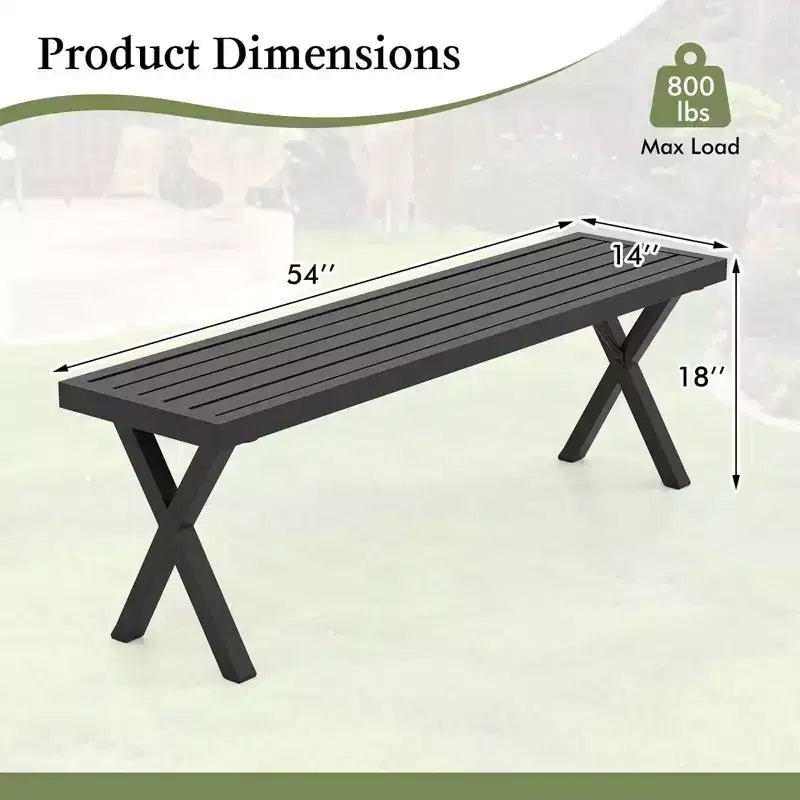 Banc de jardin Costway, 1 ou 2 pièces, en métal, de 137 cm, avec assise à lattes et pieds en X, sans dossier