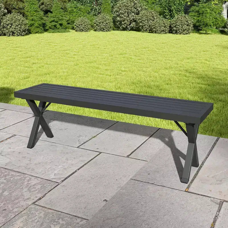 Banc de jardin Costway, 1 ou 2 pièces, en métal, de 137 cm, avec assise à lattes et pieds en X, sans dossier
