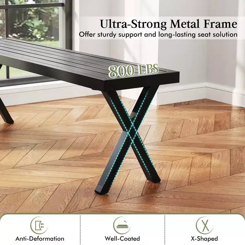 Banc de jardin Costway, 1 ou 2 pièces, en métal, de 137 cm, avec assise à lattes et pieds en X, sans dossier