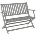 Outsunny 2-Person Foldable Wood Outdoor Bench with Backrest and Armrests for Patio, Garden, Porch, Park, Balcony, Gray