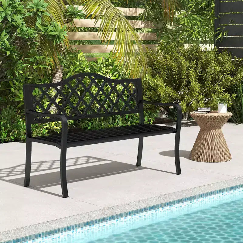 Banc de jardin Costway 50,5" en métal à lattes pour 2-3 personnes, style banc de parc