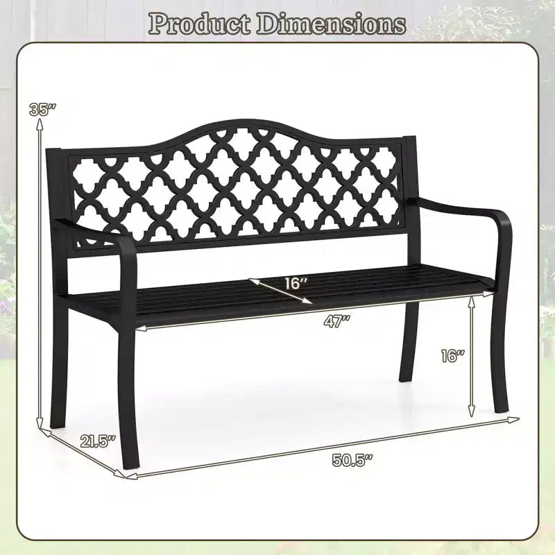 Banc de jardin Costway 50,5" en métal à lattes pour 2-3 personnes, style banc de parc
