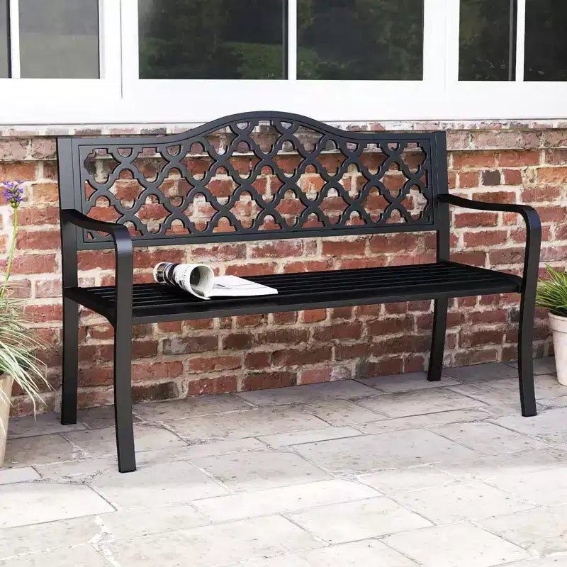 Banc de jardin Costway 50,5" en métal à lattes pour 2-3 personnes, style banc de parc