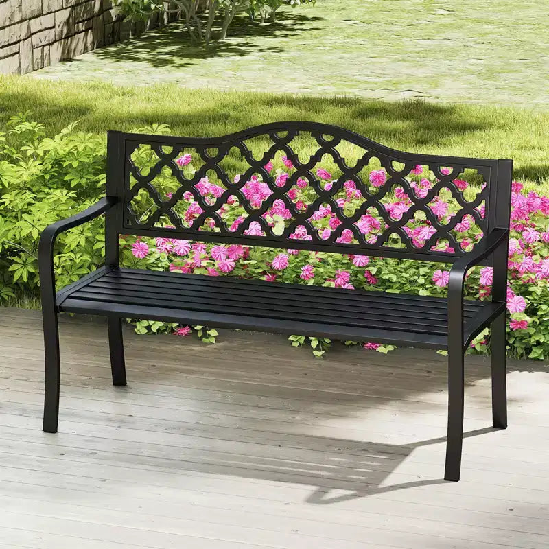 Banc de jardin Costway 50,5" en métal à lattes pour 2-3 personnes, style banc de parc
