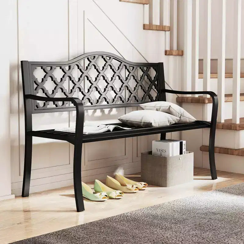 Banc de jardin Costway 50,5" en métal à lattes pour 2-3 personnes, style banc de parc
