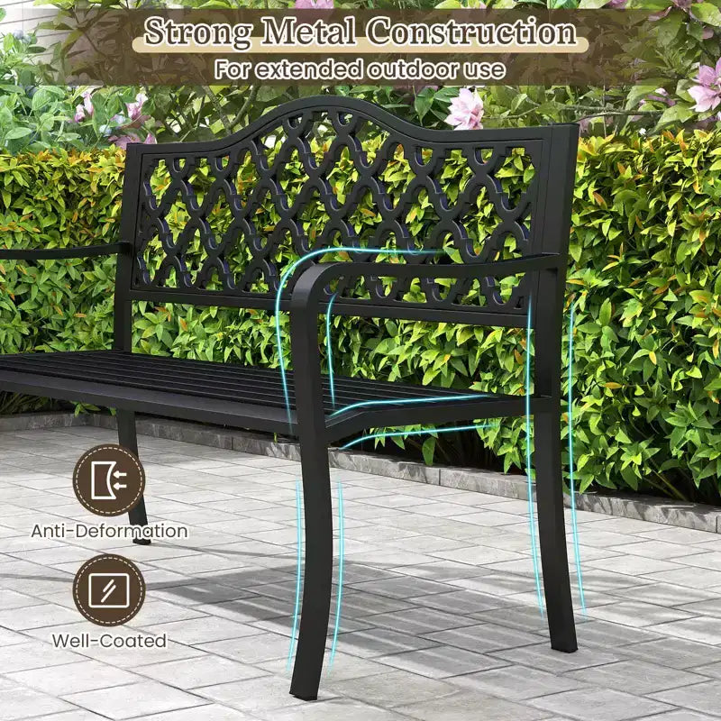 Banc de jardin Costway 50,5" en métal à lattes pour 2-3 personnes, style banc de parc