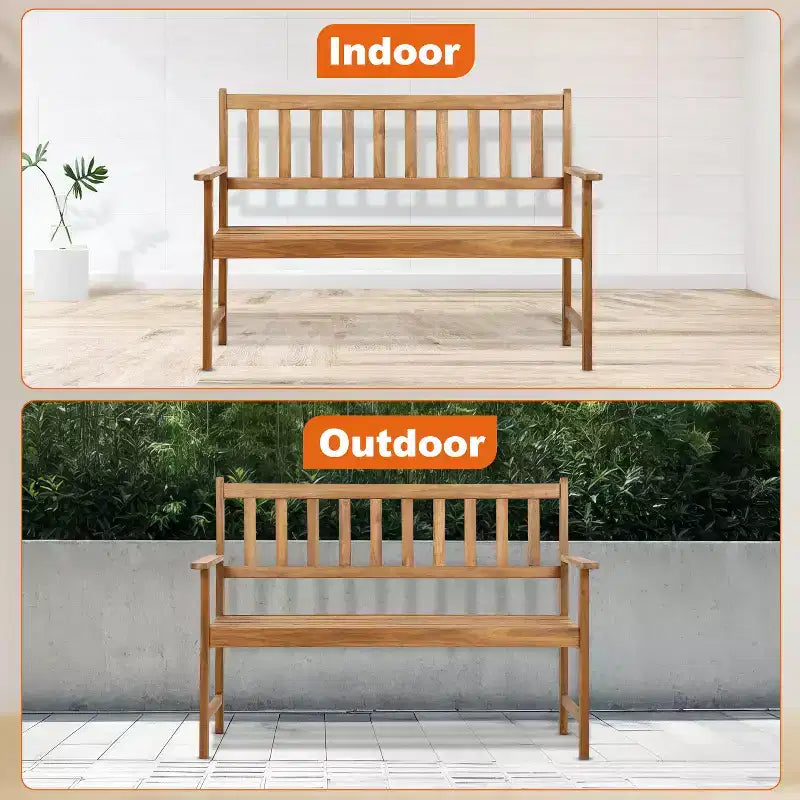 Banc de patio BestMassage, causeuse d'extérieur en bois, banc de jardin durable, Nature