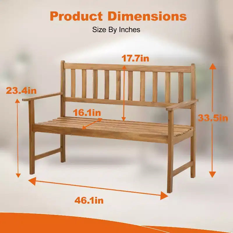 Banc de patio BestMassage, causeuse d'extérieur en bois, banc de jardin durable, Nature
