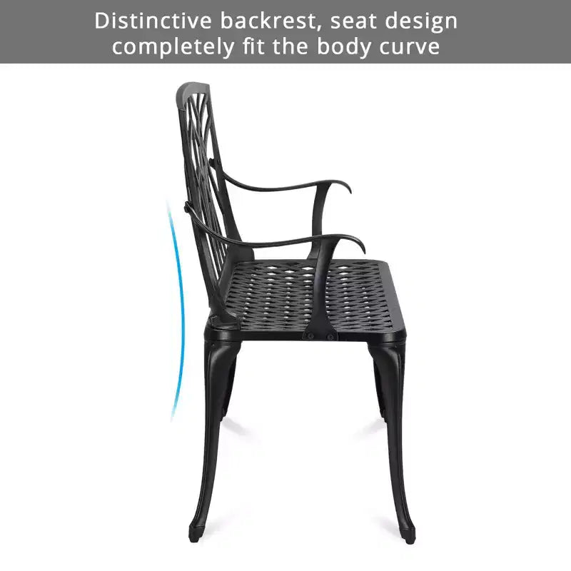 Banc d'extérieur Karl Home de 37,5 po en aluminium noir