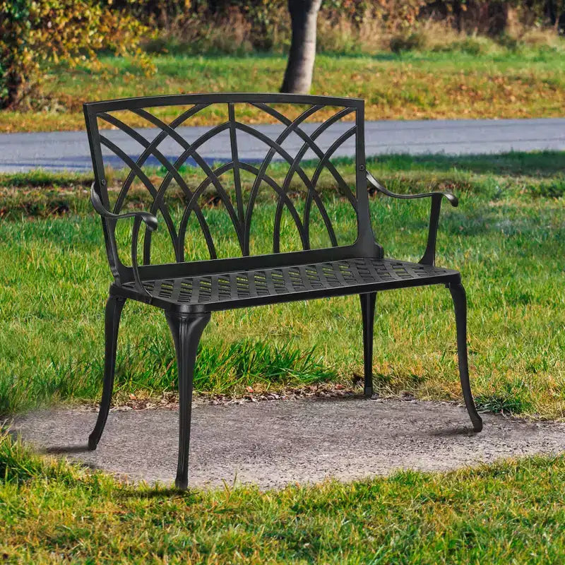 Banc d'extérieur Karl Home de 37,5 po en aluminium noir