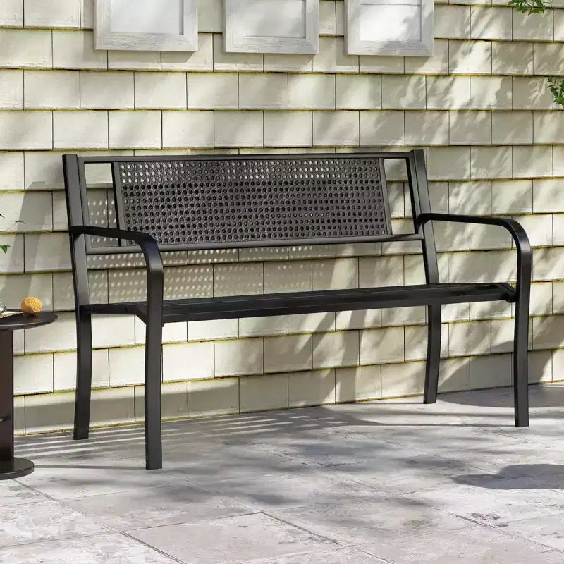 Banc de jardin Costway 50" avec dossier décoré et accoudoirs incurvés pour porche ou pelouse