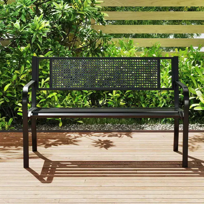 Banc de jardin Costway 50" avec dossier décoré et accoudoirs incurvés pour porche ou pelouse
