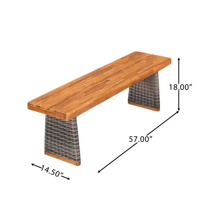 Banc d'extérieur Tori en bois d'acacia et rotin avec assise à lattes Christopher Knight Home