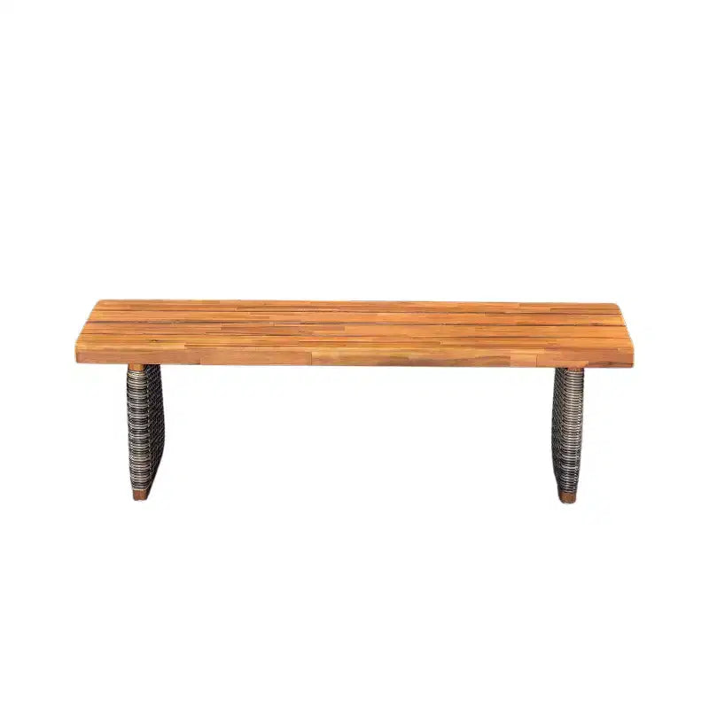 Banc d'extérieur Tori en bois d'acacia et rotin avec assise à lattes Christopher Knight Home