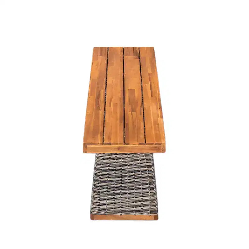 Banc d'extérieur Tori en bois d'acacia et rotin avec assise à lattes Christopher Knight Home