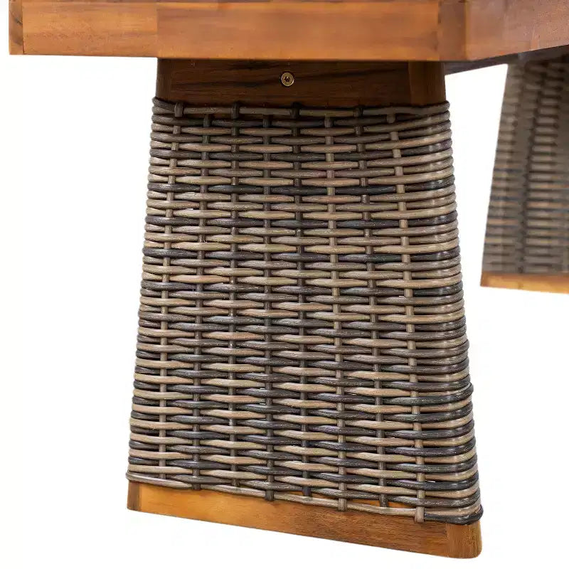 Banc d'extérieur Tori en bois d'acacia et rotin avec assise à lattes Christopher Knight Home