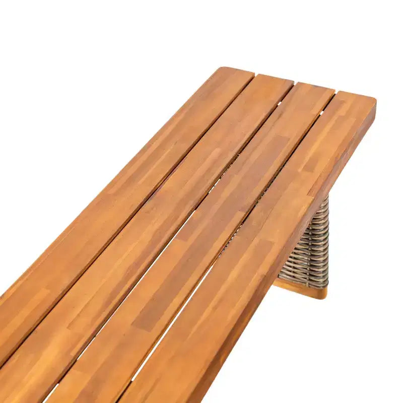 Banc d'extérieur Tori en bois d'acacia et rotin avec assise à lattes Christopher Knight Home