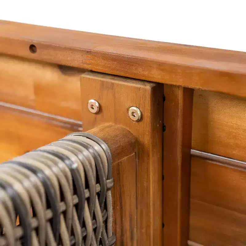 Banc d'extérieur Tori en bois d'acacia et rotin avec assise à lattes Christopher Knight Home