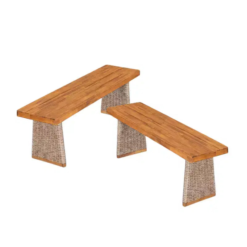 Banc d'extérieur Tori en bois d'acacia et rotin avec assise à lattes Christopher Knight Home