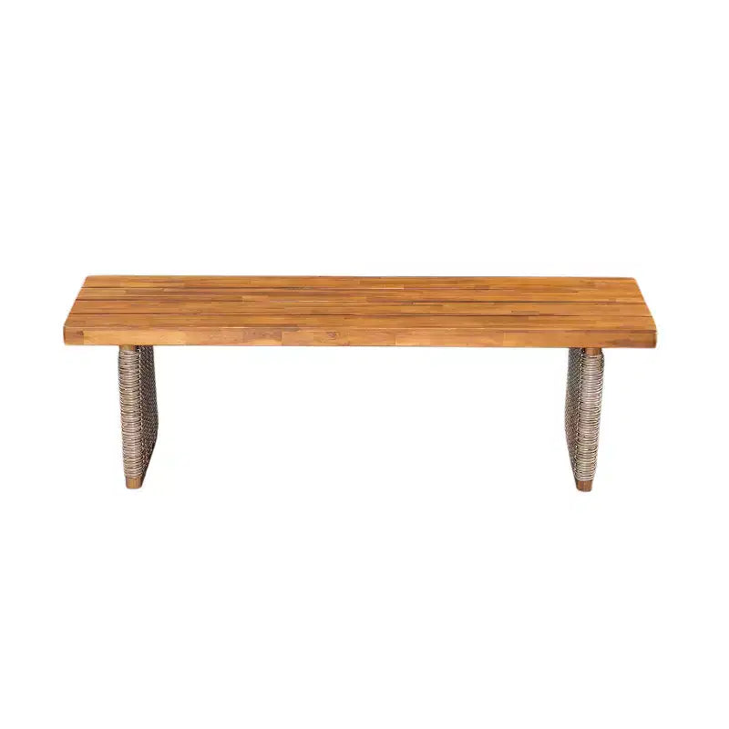 Banc d'extérieur Tori en bois d'acacia et rotin avec assise à lattes Christopher Knight Home