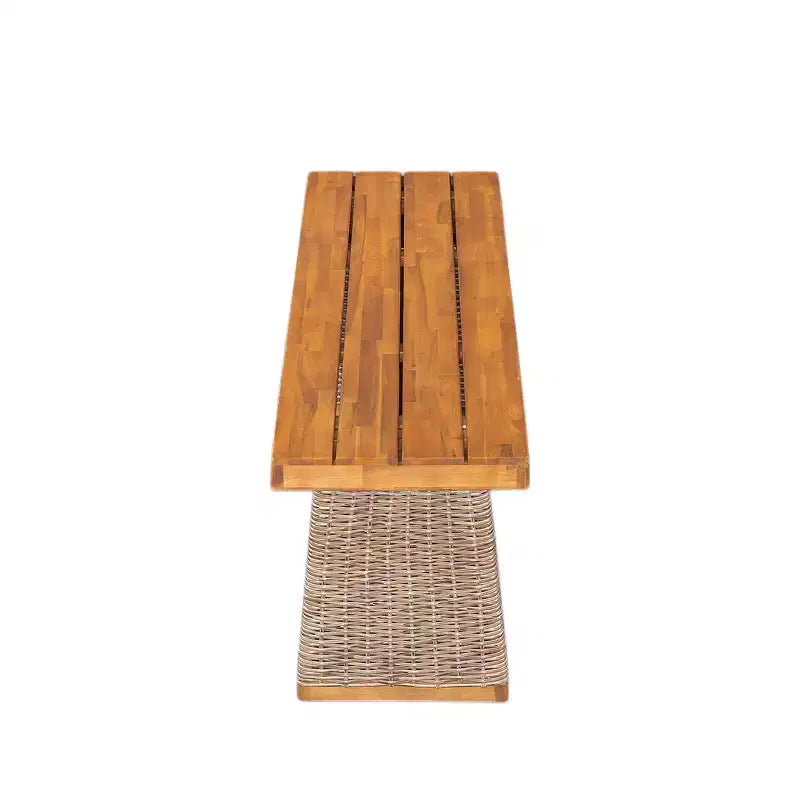 Banc d'extérieur Tori en bois d'acacia et rotin avec assise à lattes Christopher Knight Home