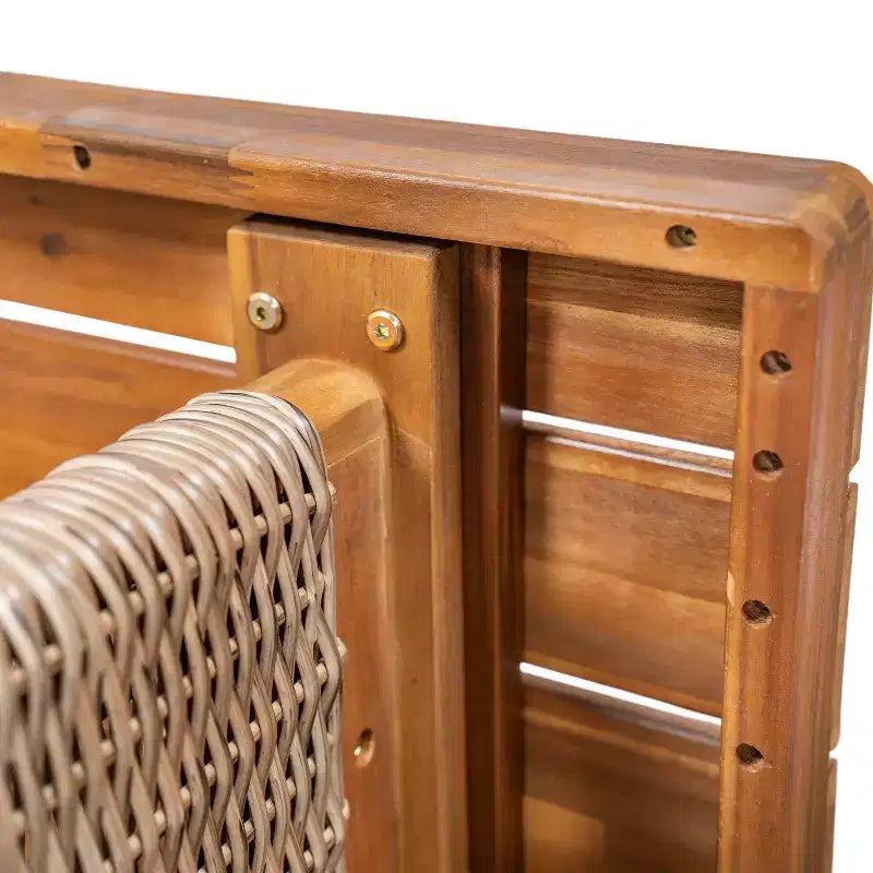 Banc d'extérieur Tori en bois d'acacia et rotin avec assise à lattes Christopher Knight Home