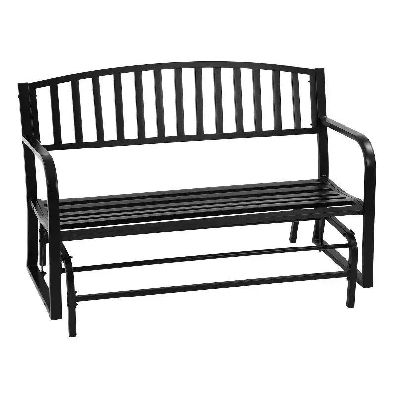 BestMassage Garden Bench Patio Glider Bench with Smooth Metal Frame, Black