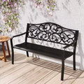 Costway 50 Porch Bench with Ergonomic Backrest & Armrests Floral Patterns Curved