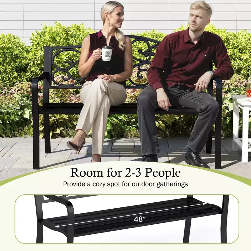 Banc de jardin Costway 50" avec dossier ergonomique et accoudoirs, motifs floraux incurvés