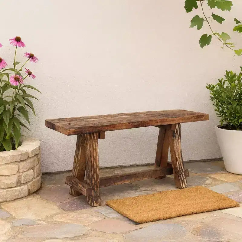 Banc de jardin Royal Hampton en bois avec gravure rétro