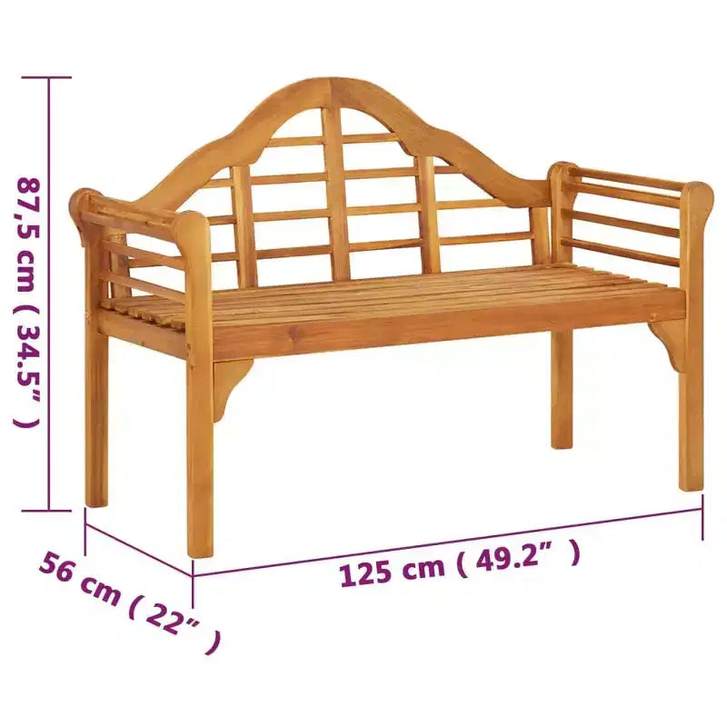 vidaXL Banc d'extérieur 125 cm, bois d'acacia massif finition huilée, assise confortable, mobilier de jardin marron.