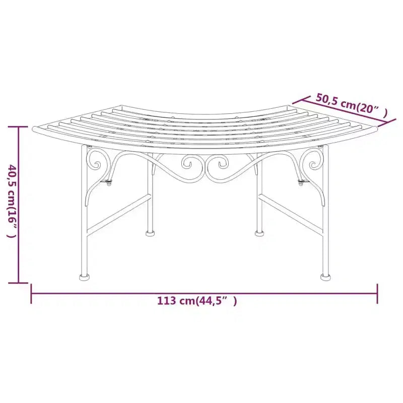 vidaXL - Banc d'arbre acier noir - 44,5 Siège de jardin de patio