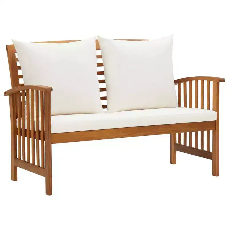 Banc de jardin vidaXL avec coussins 119 cm Bois d'acacia massif