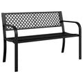 vidaXL 46.9 Black Powder-Coated Steel Garden Bench - Outdoor Patio Seating with Armrests, Easy Assembly for Garden/Patio