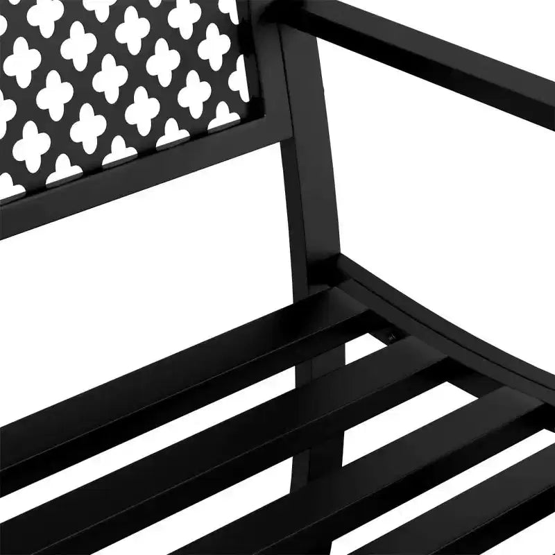 vidaXL Banc de jardin 46,9 po en acier noir thermolaqué – Siège extérieur avec accoudoirs, assemblage facile pour jardin/patio