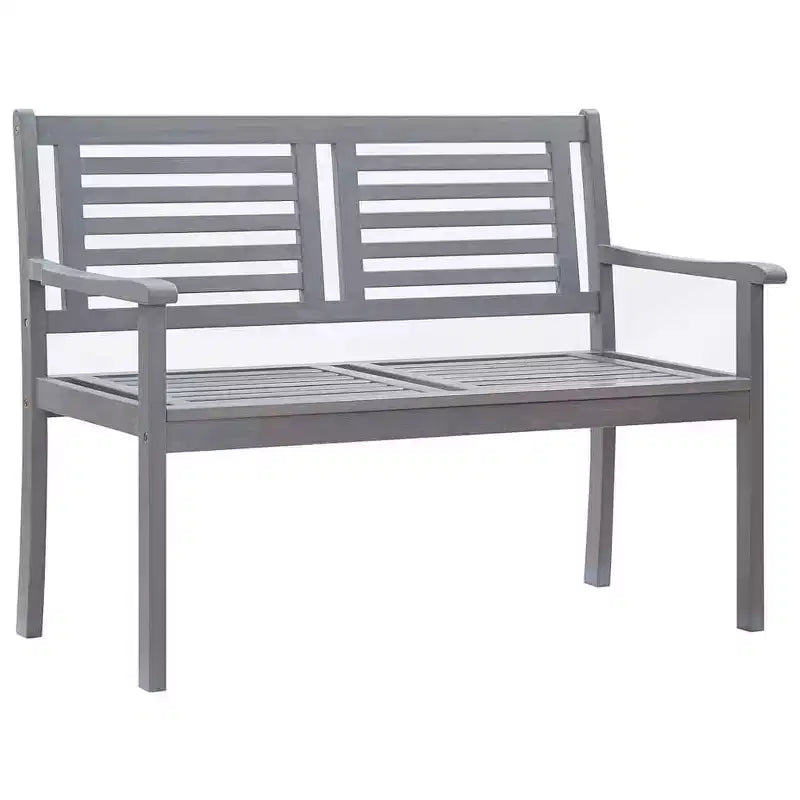 vidaXL Eucalyptus Wood Patio Loveseat Bench with Gray Cushion - Outdoor Seating for Garden, Terrace, Deck - Ergonomic 47.2x 23.6x 35