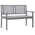vidaXL Eucalyptus Wood Patio Loveseat Bench with Gray Cushion - Outdoor Seating for Garden, Terrace, Deck - Ergonomic 47.2x 23.6x 35