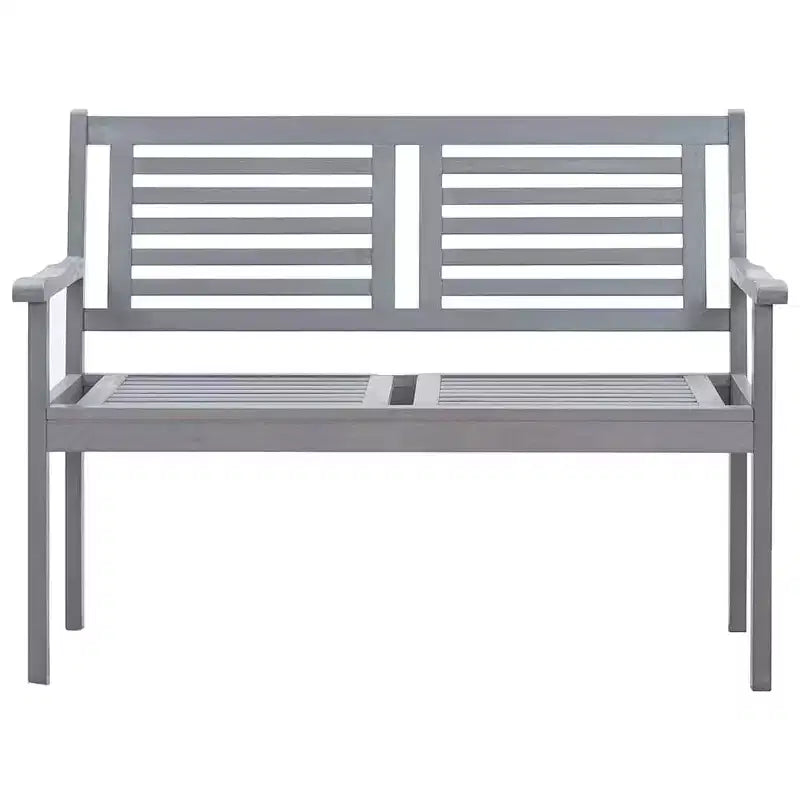 vidaXL Banc de jardin à deux places en bois d'eucalyptus avec coussin gris - Sièges d'extérieur pour jardin, terrasse, balcon - Ergonomique 120 x 60 x 89 cm