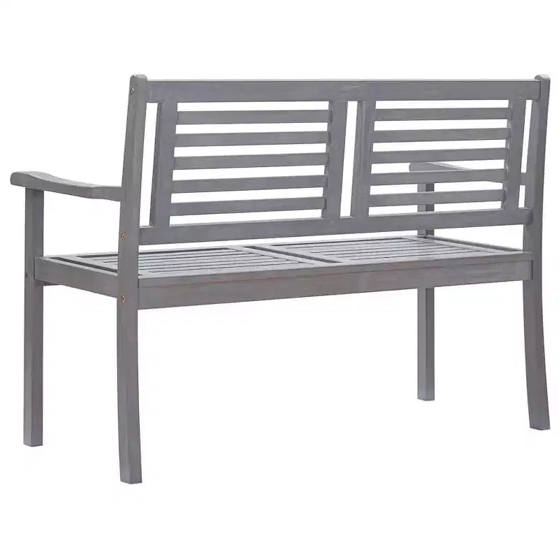vidaXL Banc de jardin à deux places en bois d'eucalyptus avec coussin gris - Sièges d'extérieur pour jardin, terrasse, balcon - Ergonomique 120 x 60 x 89 cm