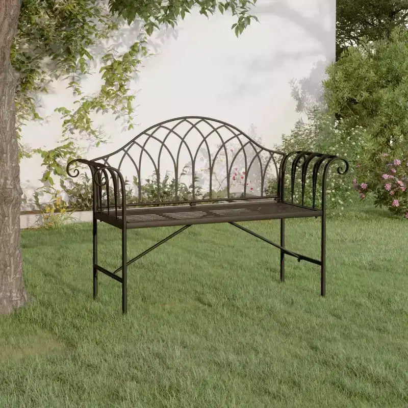 vidaXL - Banc de jardin 2 places 128 cm - Jardin/Balcon - Cadre en acier noir - Dossier/accoudoirs confortables