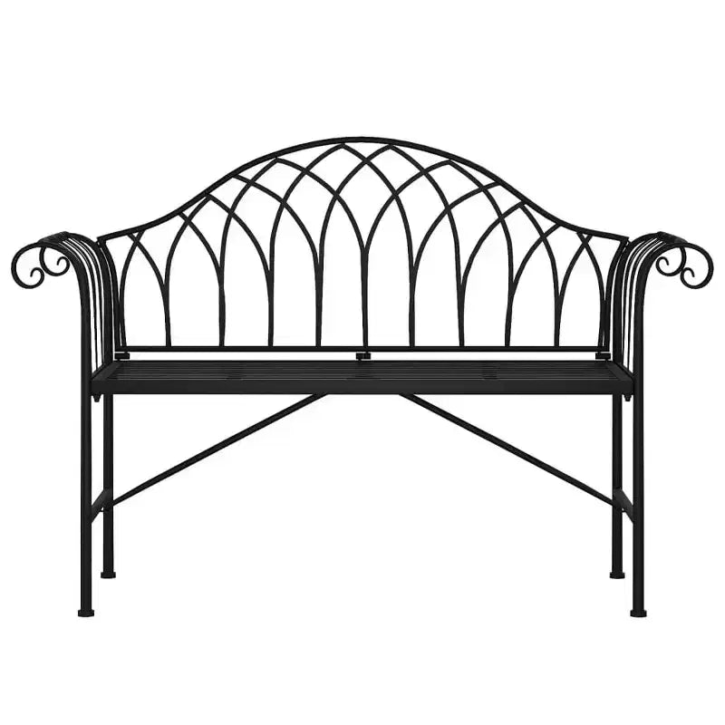 vidaXL - Banc de jardin 2 places 128 cm - Jardin/Balcon - Cadre en acier noir - Dossier/accoudoirs confortables