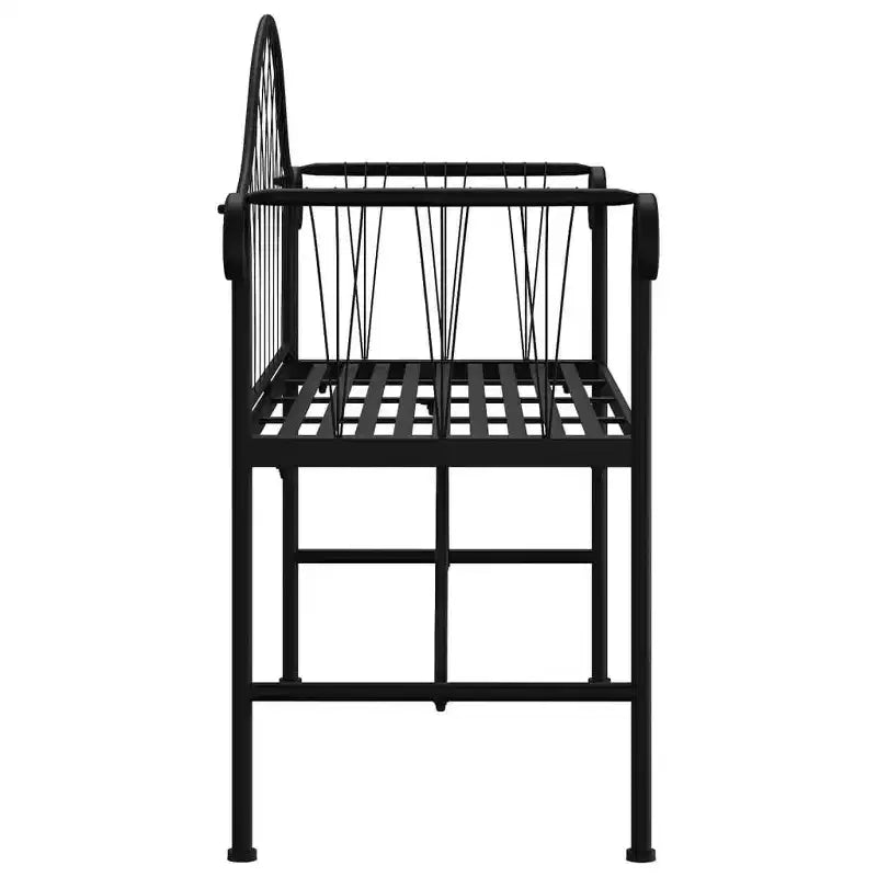 vidaXL - Banc de jardin 2 places 128 cm - Jardin/Balcon - Cadre en acier noir - Dossier/accoudoirs confortables
