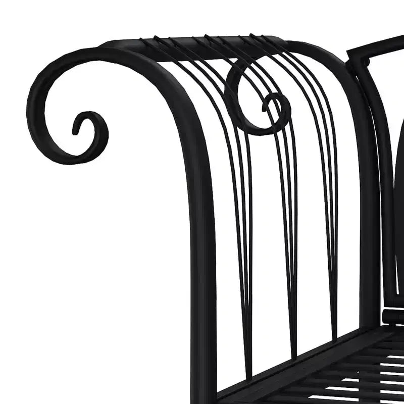 vidaXL - Banc de jardin 2 places 128 cm - Jardin/Balcon - Cadre en acier noir - Dossier/accoudoirs confortables