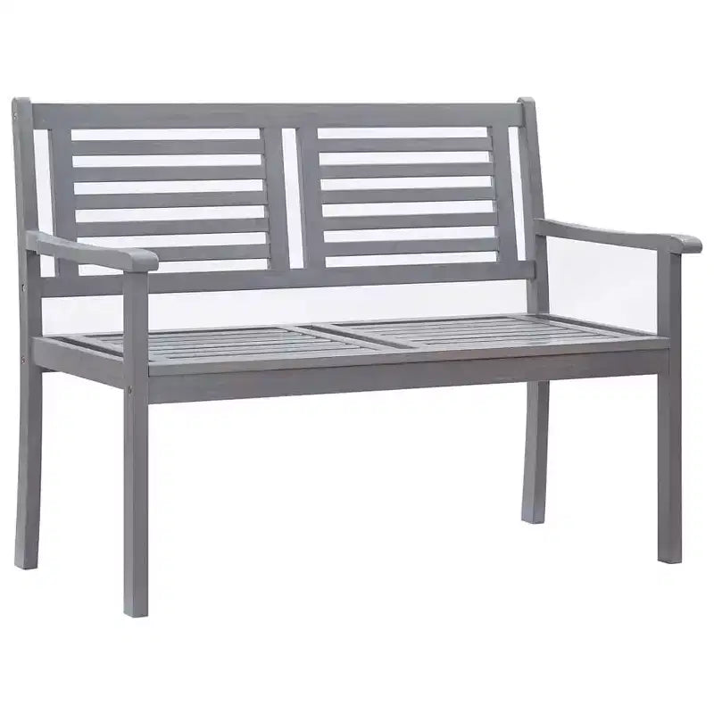 vidaXL 2-Seater Gray Eucalyptus Wood Patio Bench/Loveseat with Anthracite Cushion for Garden, Terrace, Outdoor Living
