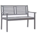 vidaXL 2-Seater Gray Eucalyptus Wood Patio Bench/Loveseat with Anthracite Cushion for Garden, Terrace, Outdoor Living