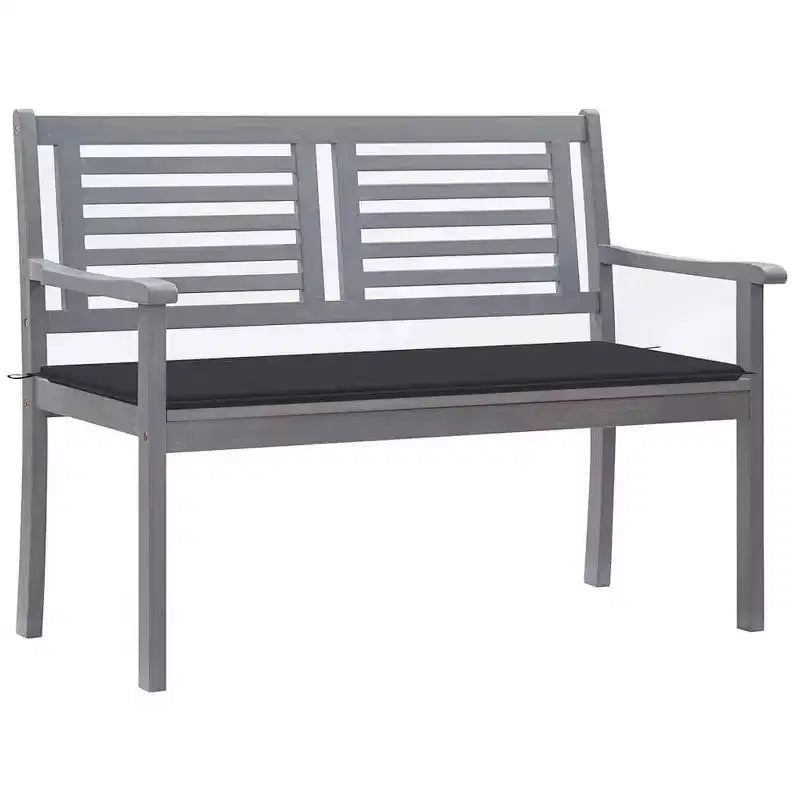 vidaXL Banc/Causeuse de jardin 2 places en bois d'eucalyptus gris avec coussin anthracite pour jardin, terrasse, extérieur
