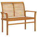 vidaXL Solid Teak Wood Patio Bench with Taupe Cushion - 44.1 Outdoor Garden Furniture with High Weather Resistance and Smooth Fine Sanded Finish