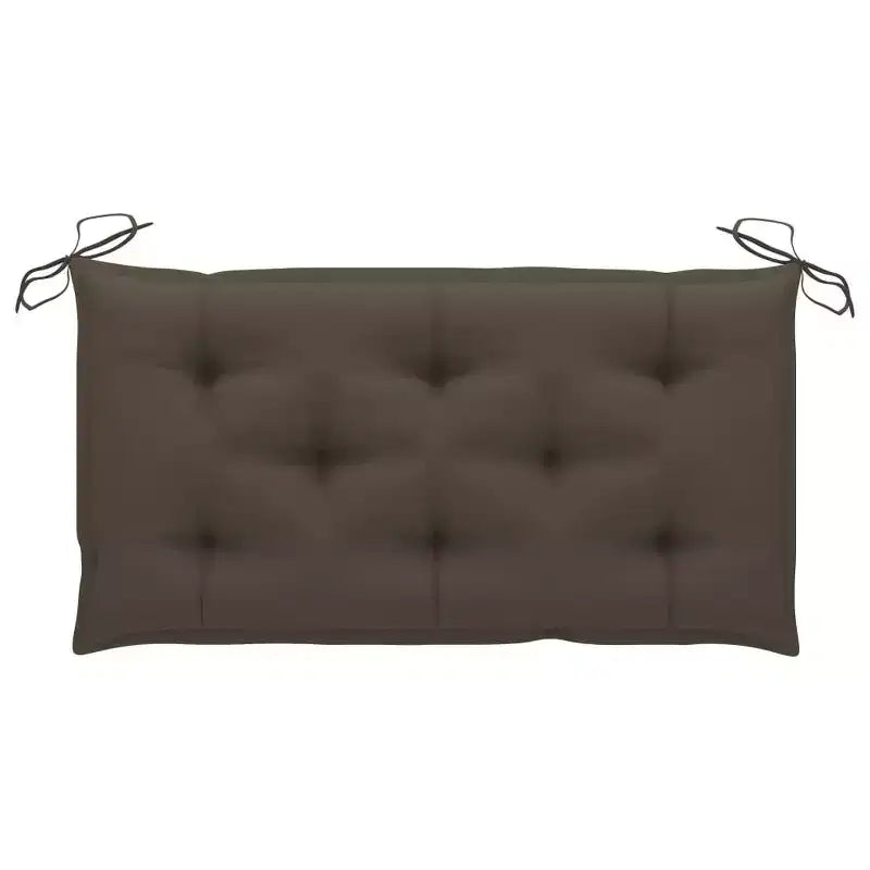 vidaXL Banc de jardin en teck massif avec coussin taupe – 112 cm, mobilier d'extérieur résistant aux intempéries et finition lisse et finement poncée