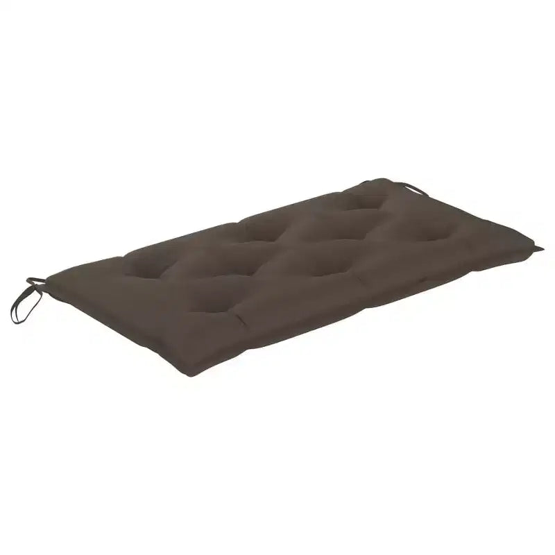 vidaXL Banc de jardin en teck massif avec coussin taupe – 112 cm, mobilier d'extérieur résistant aux intempéries et finition lisse et finement poncée