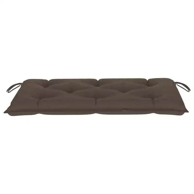 vidaXL Banc de jardin en teck massif avec coussin taupe – 112 cm, mobilier d'extérieur résistant aux intempéries et finition lisse et finement poncée